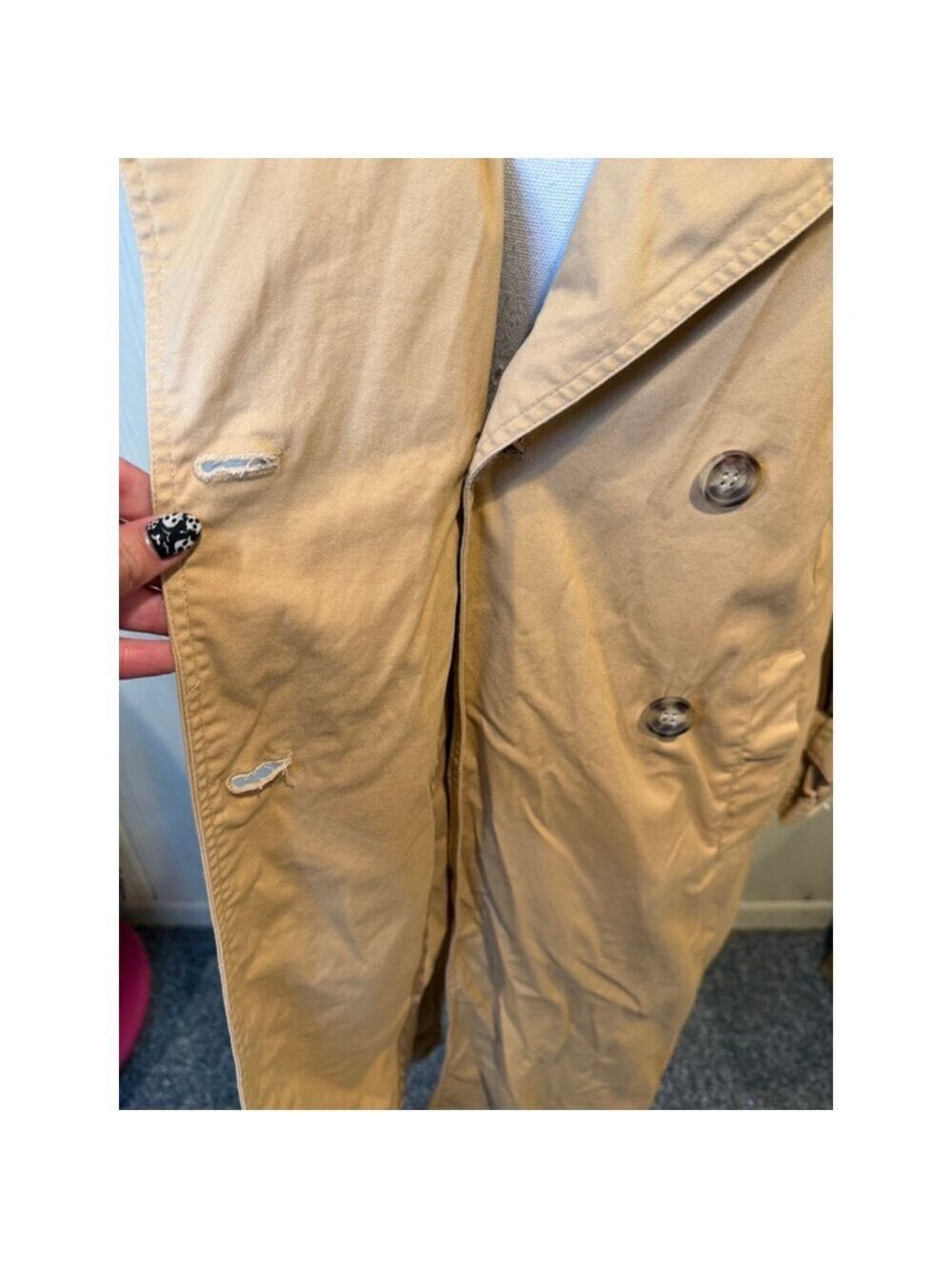 Avec Les Filles Beige Trench Coat Women's M - Picture 6 of 9